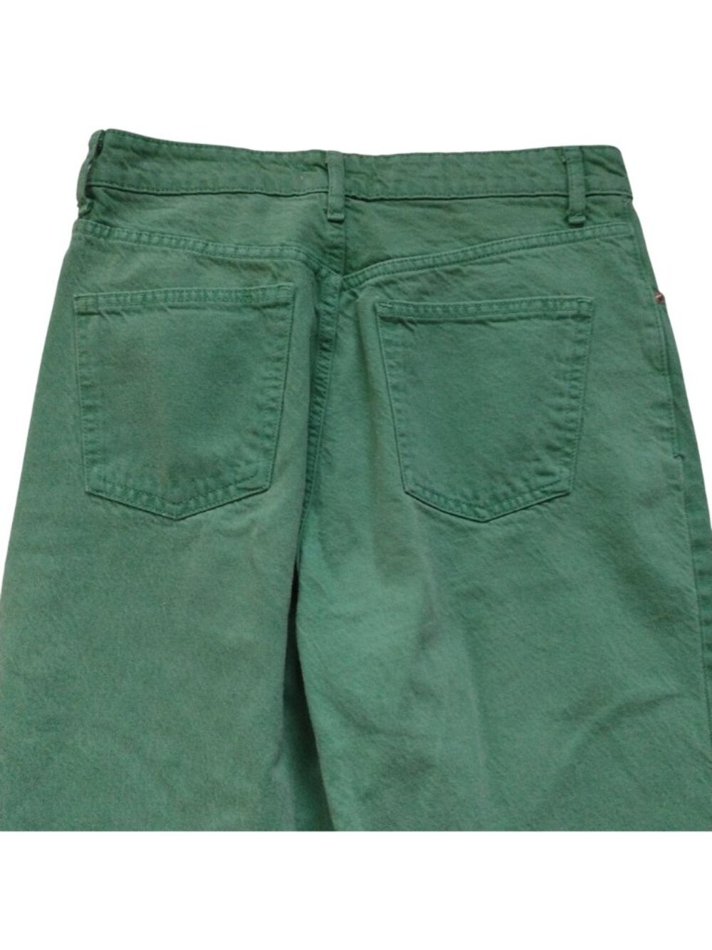 Zara Green Straight Leg Jeans 8 High Rise Bright Whimsical Denim - Picture 6 of 8